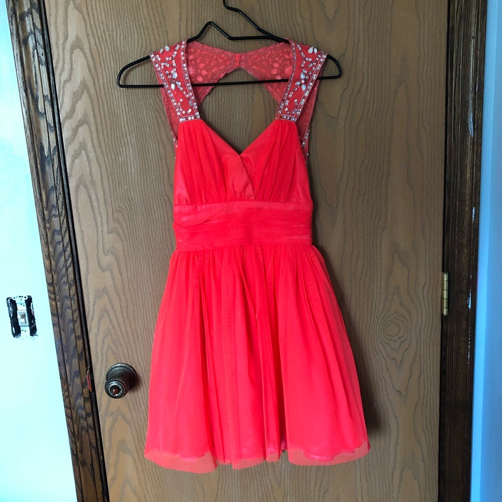 Bright Peach Homecoming Dress